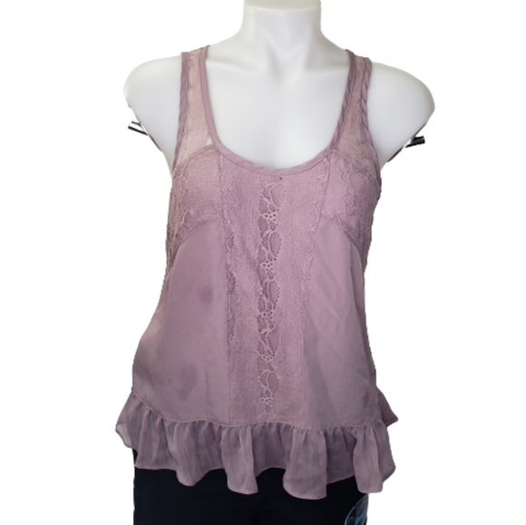 BOGO FREE-PARAPHRASE Mauve Frilly Tank Blouse PS - Picture 2 of 7